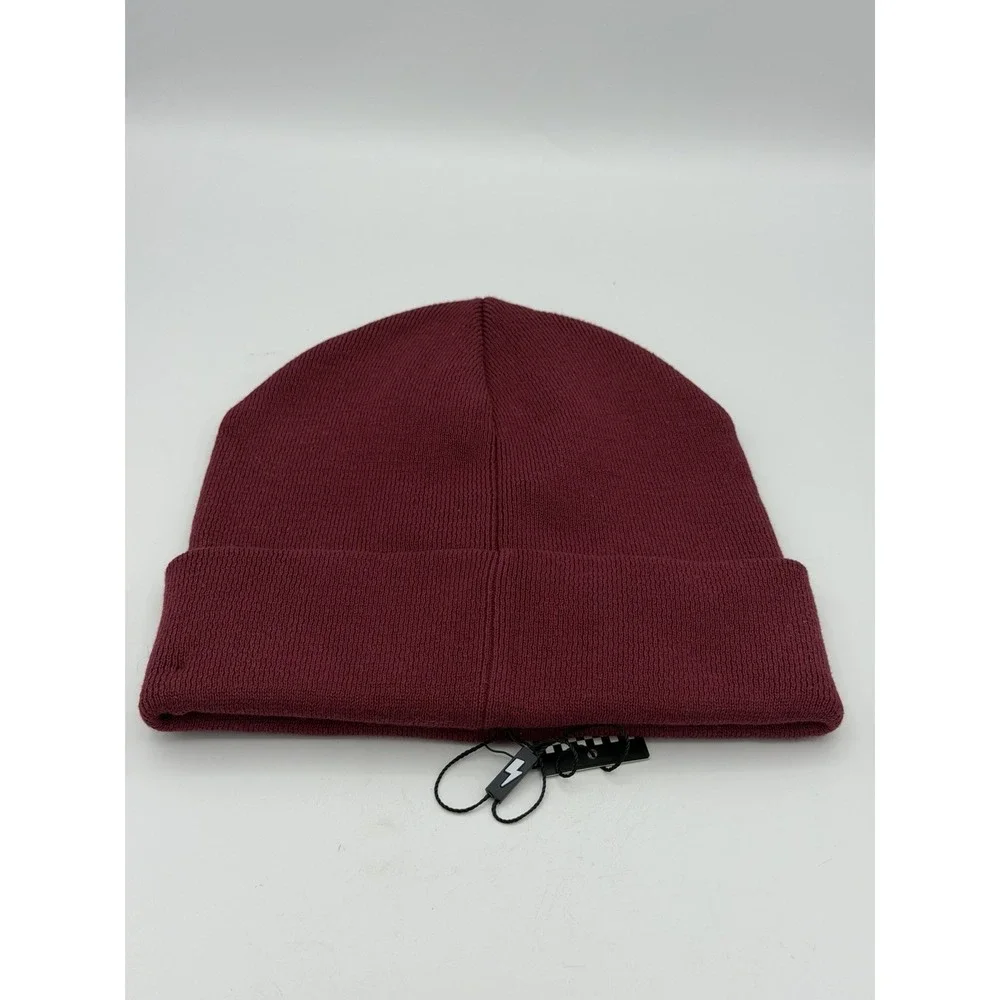 Rebel Bro Apparel Burgundy Knit Beanie Adult 100% Cotton Cuffed Logo Hat Cap